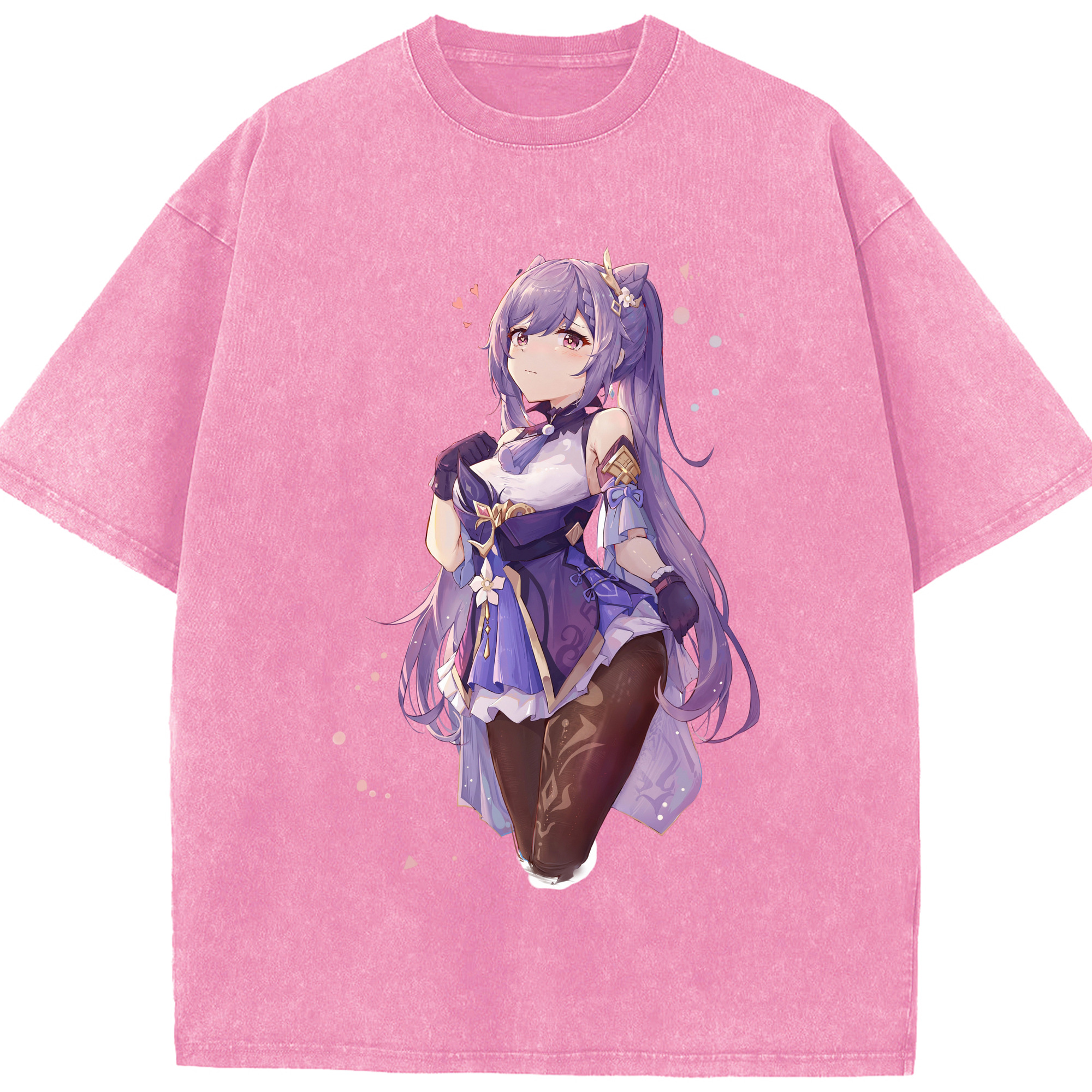 げんし神 刻晴 こくせい genshin Kokusei 綿100% ヴィンテージ風 半袖Tシャツ（フロントプリント）